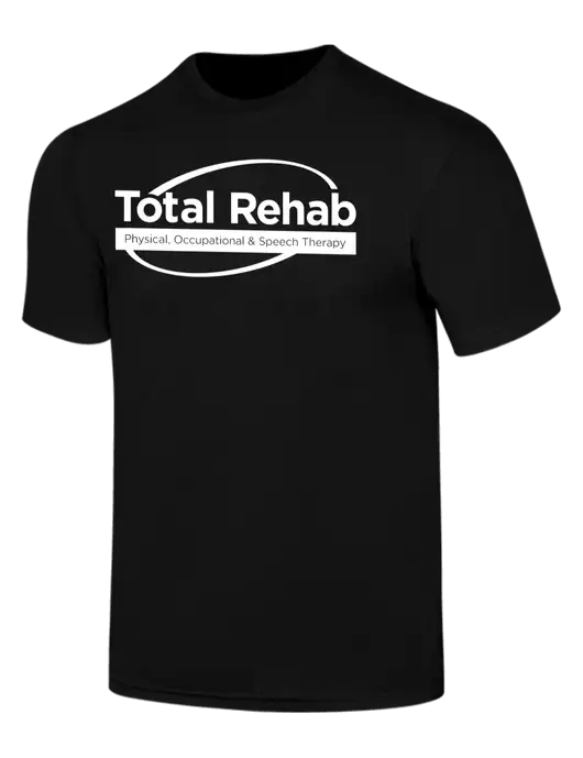 Simply Soft Black 4.5oz  Poly/Combed Ring Spun Cotton T-Shirt w/Total Rehab Logo