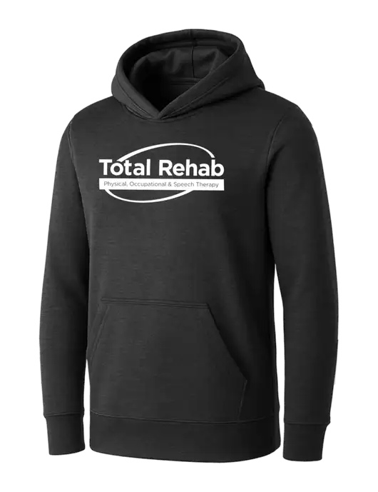 Womens Dark Grey Heather Core Fleece Pullover Hooded Sweatshirt w/Total Rehab Logo