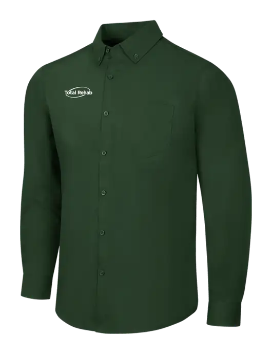 Forest Green Long Sleeve Carefree Poplin Shirt w/Total Rehab Logo