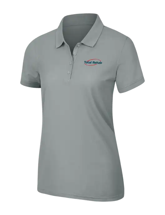 Light Grey Womens Core Classic Pique Polo w/Total Rehab Logo