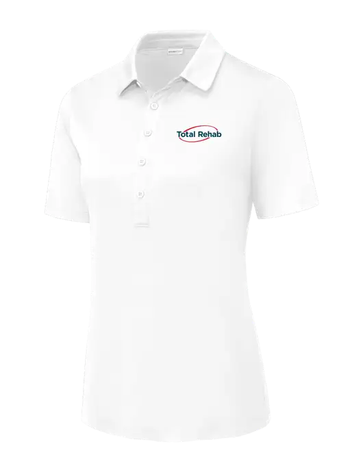 White Womens Posi-UV Pro Polo w/Total Rehab Logo