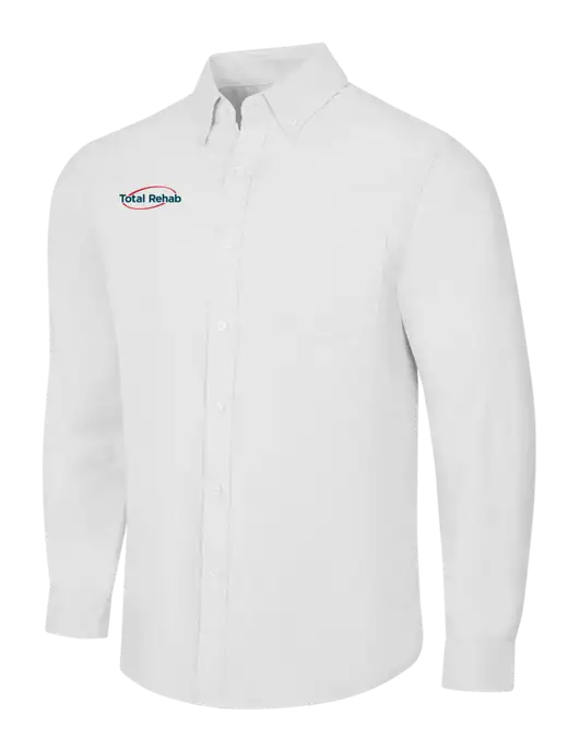 White SuperPro Oxford Shirt w/Total Rehab Logo