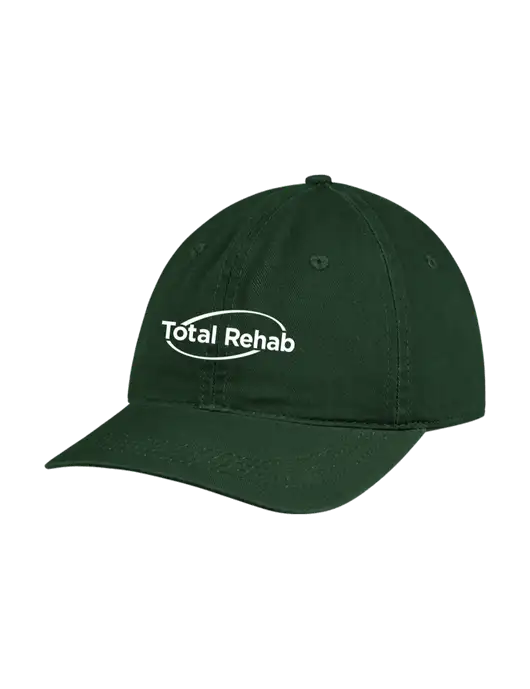 Garment Washed Unstructured Twill Dark Green Cap w/Total Rehab Logo