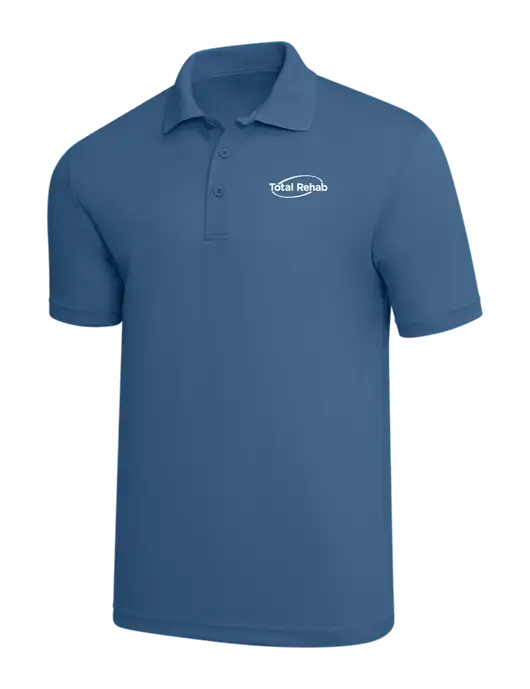 Slate Blue PosiCharge RacerMesh Polo w/Total Rehab Logo
