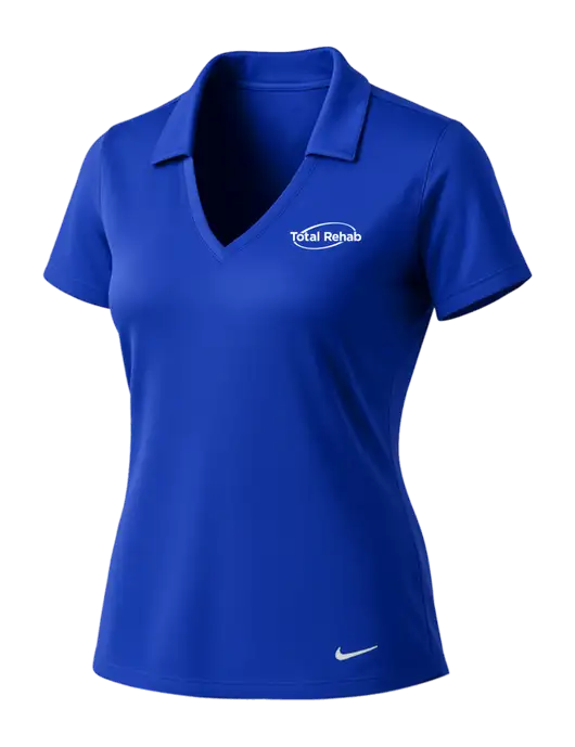 NIKE Dark Royal Womens Dri-Fit Vertical Mesh Polo w/Total Rehab Logo