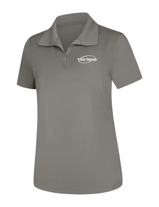 Womens Medium Grey Micropique Sport-Wick Polo w/Total Rehab Logo