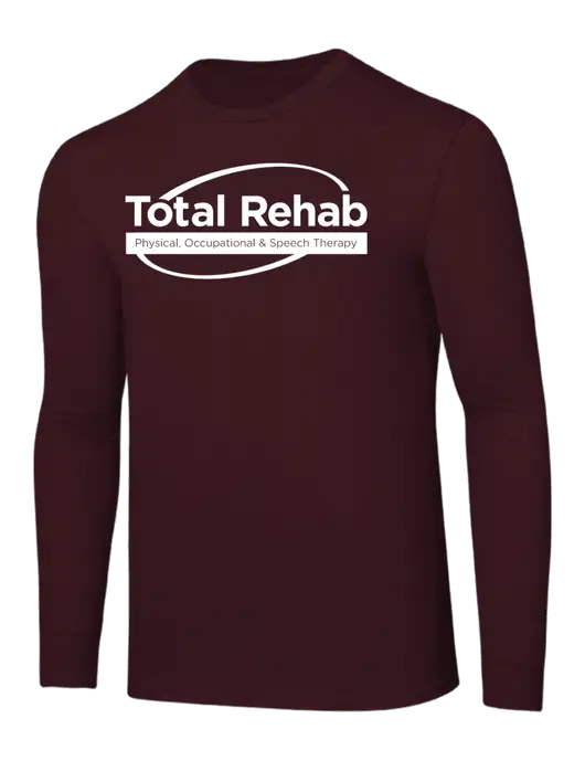 Core Blend Maroon Long Sleeve Tee w/Total Rehab Logo