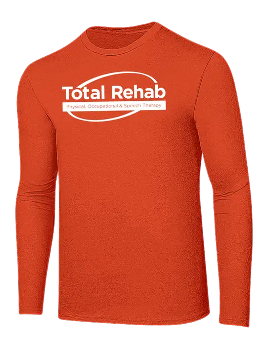 Ring Spun Orange 4.5 oz Long Sleeve T-Shirt w/Total Rehab Logo