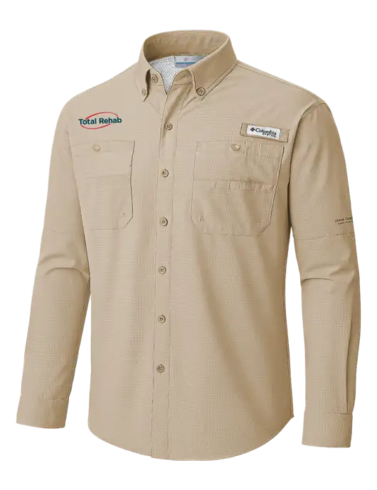 Columbia Fossil PFG Tamiami II Long SleeveShirt w/Total Rehab Logo