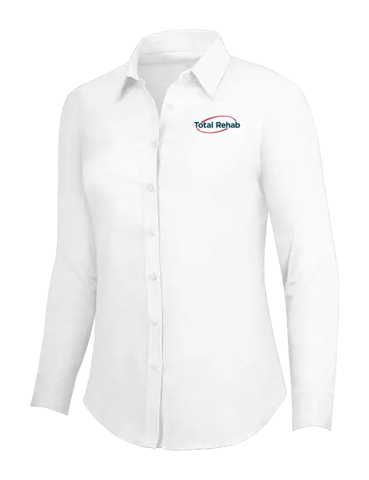 White Womens SuperPro Oxford Shirt w/Total Rehab Logo