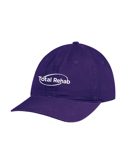 Garment Washed Unstructured Twill Purple Cap w/Total Rehab Logo
