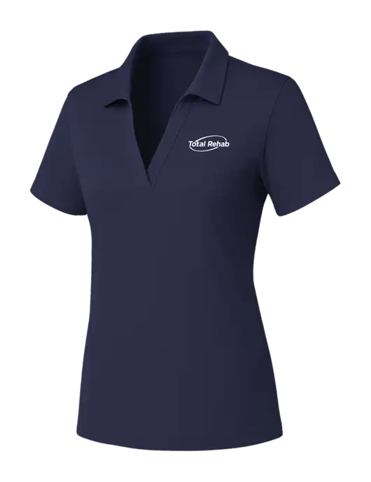 Womens Navy PosiCharge RacerMesh Polo w/Total Rehab Logo