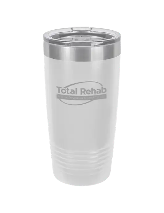 Polar Camel 20 oz Powder Coated White Vacuum Insulated Tumbler  w/Total Rehab Logo