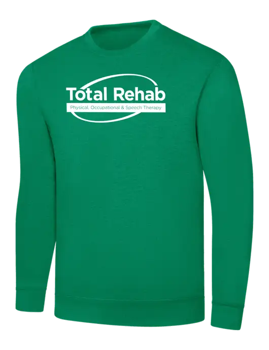 Kelly Green 7.8 oz Ring Spun Crew Sweatshirt w/Total Rehab Logo