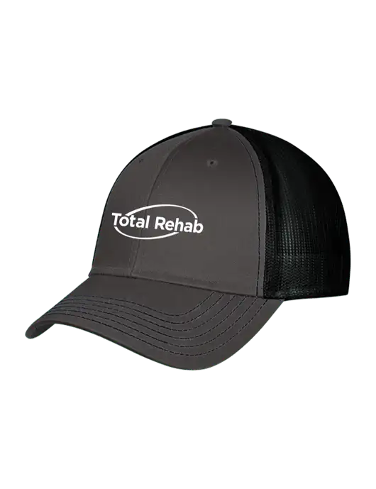 Charcoal & Black Mesh Trucker Cap Snap Back w/Total Rehab Logo