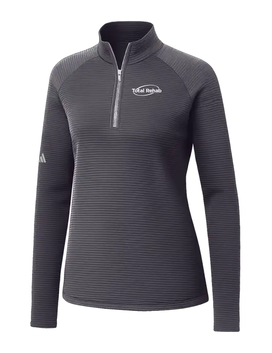 Adidas Womens Medium Grey Spacer Quarter-Zip Pullover  w/Total Rehab Logo