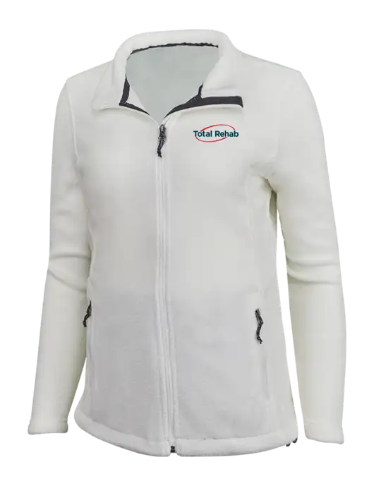 Womens White Fleece Jacket w/Total Rehab Logo