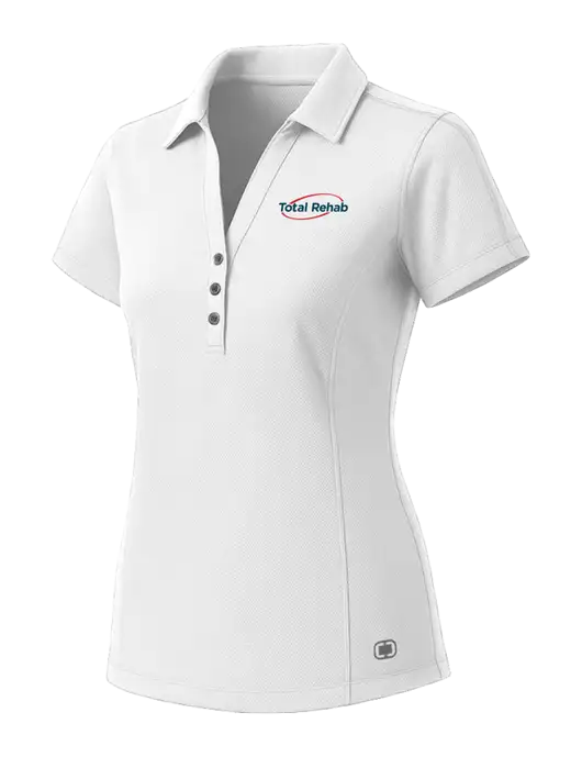 OGIO Womens White ONYX Polo w/Total Rehab Logo