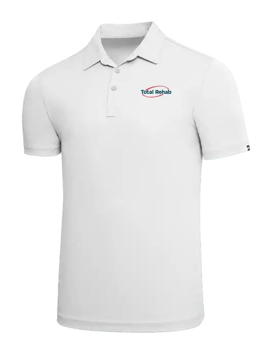 TravisMathew White Solid Oceanside Polo w/Total Rehab Logo