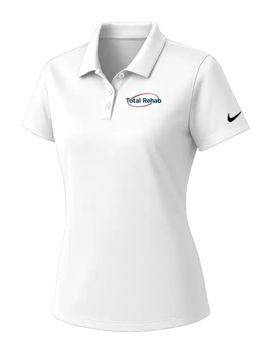 Nike Womens White Dry Essential Solid Polo w/Total Rehab Logo