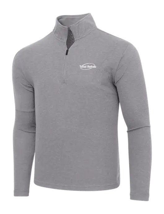 Adidas Medium Grey Melange 3 Stripes Quarter Zip Sweater w/Total Rehab Logo