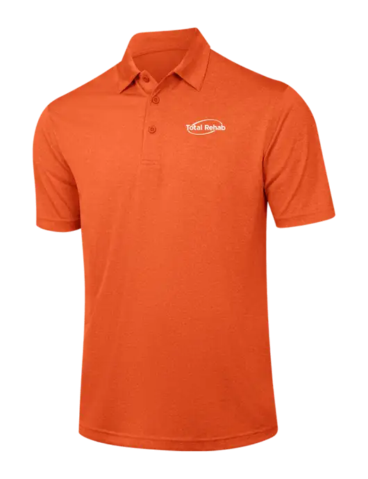 Orange Heather Contender Polo w/Total Rehab Logo