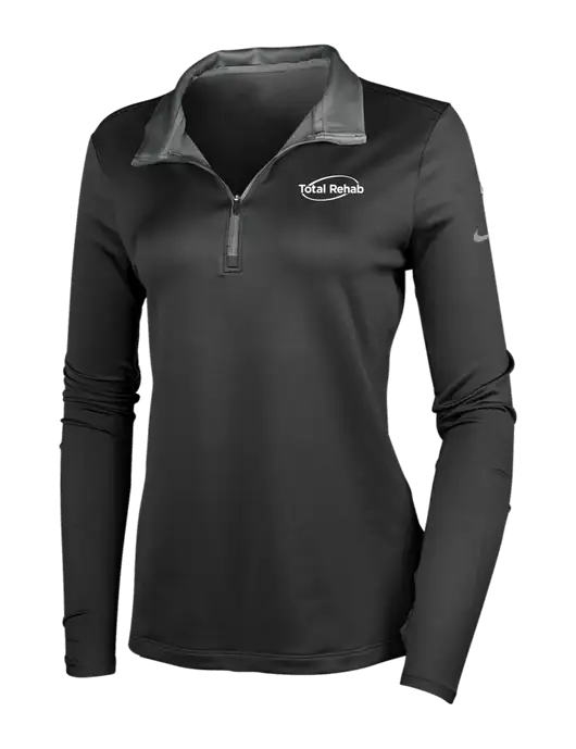NIKE Black/Dark Grey Womens Dry-Fit Stretch 1/2 Zip Cover-Up w/Total Rehab Logo