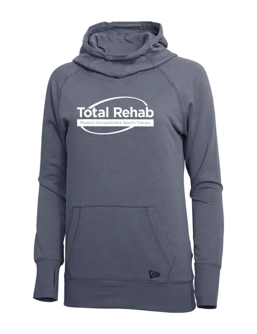 New Era True Navy Heather Womens Tri-Blend Fleece Pullover Hoodie w/Total Rehab Logo