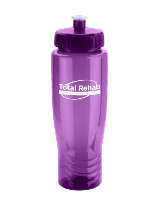 Roam Purple 28 oz Eco-Polyclear Bottle with Push Pull Lid w/Total Rehab Logo