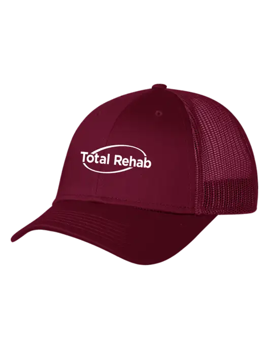 Maroon Mesh Trucker Cap Snap Back w/Total Rehab Logo