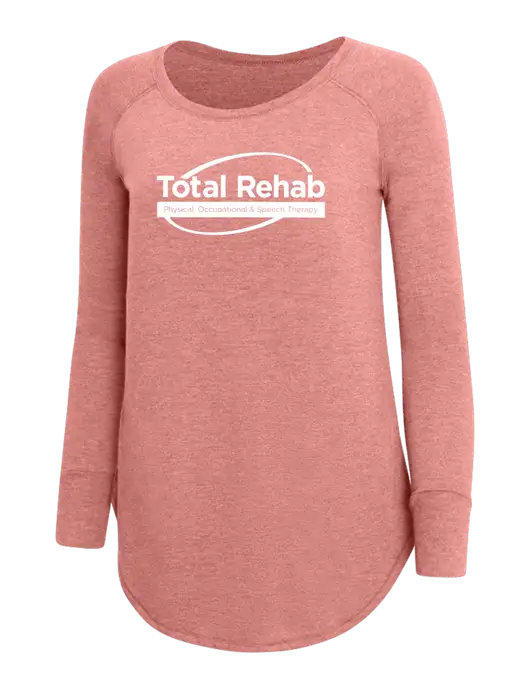 Womens Perfect Wide Collar Tunic Tri-Blend Blush Frost 4.5 oz T-Shirt w/Total Rehab Logo