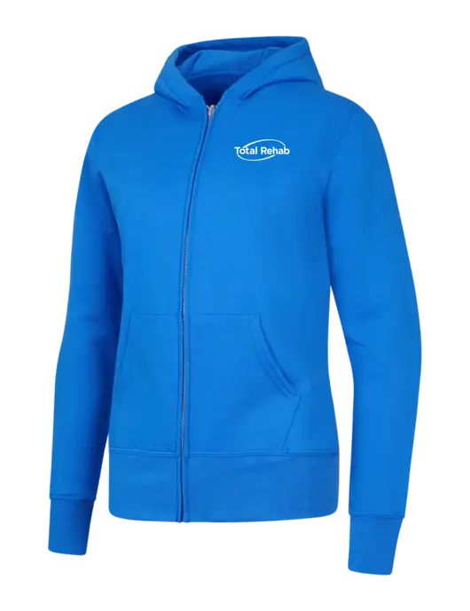 Royal Womens Core Fleece Full-Zip Hooded Sweatshirt w/Total Rehab Logo