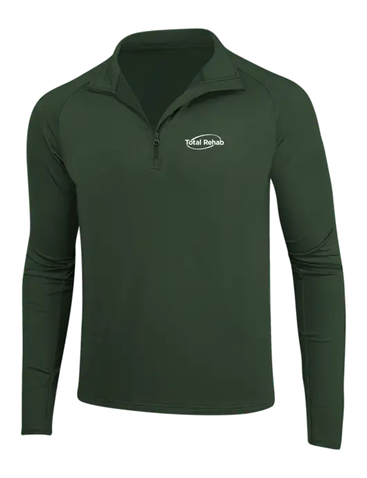 Dark Green Sport Wick Stretch 1/4 Zip Pullover w/Total Rehab Logo