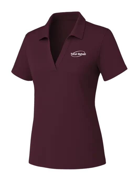 Womens Maroon PosiCharge RacerMesh Polo w/Total Rehab Logo