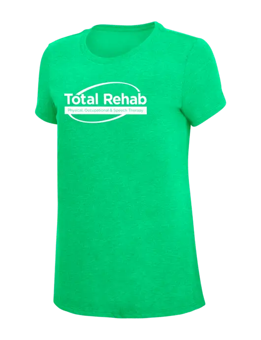 Womens Simply Soft Green Frost 4.5oz Poly/Combed Ring Spun Cotton T-Shirt w/Total Rehab Logo