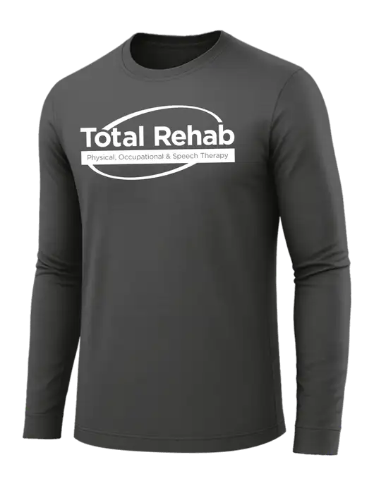 Long Sleeve Dark Grey PosiCharge Competitor Tee w/Total Rehab Logo