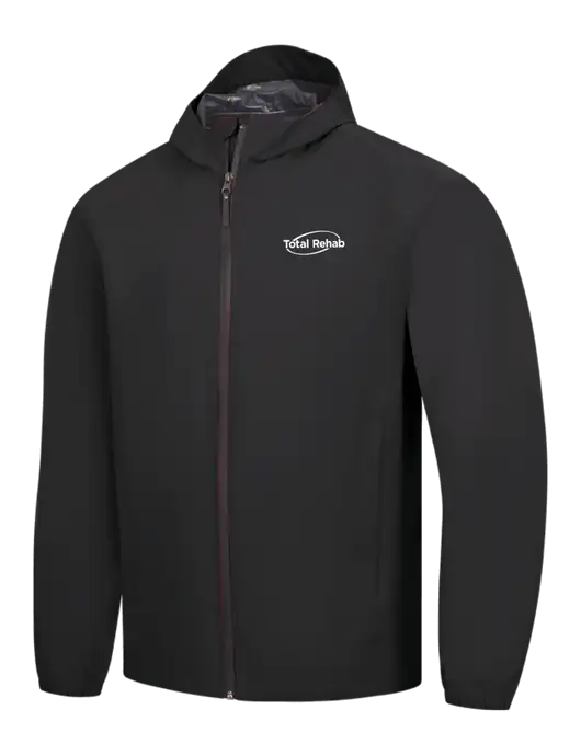 Black Essential Rain Jacket w/Total Rehab Logo