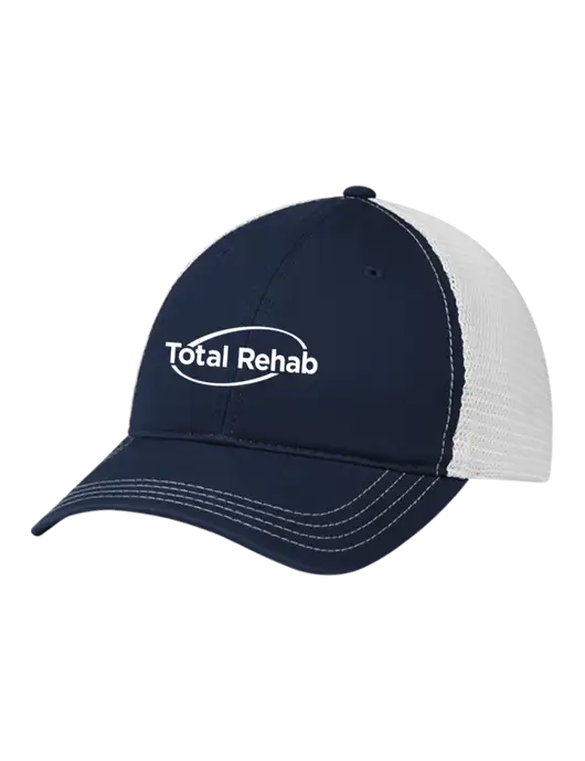 Richardson 111 Garment Washed Trucker Cap Navy w/White Mesh w/Total Rehab Logo