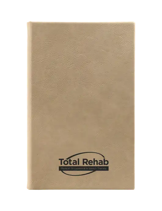 Tan Leatherette 5.25 x 8.25 Journal w/Total Rehab Logo