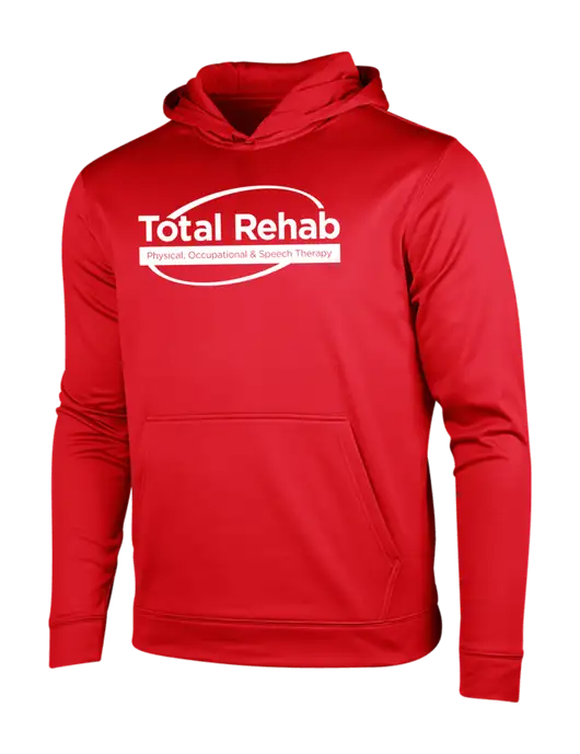 Deep Red Sport-Wick Fleece Hooded Pullover w/Total Rehab Logo
