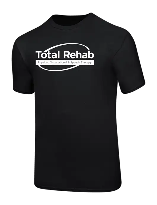Ring Spun Jet Black 4.5 oz T-Shirt w/Total Rehab Logo