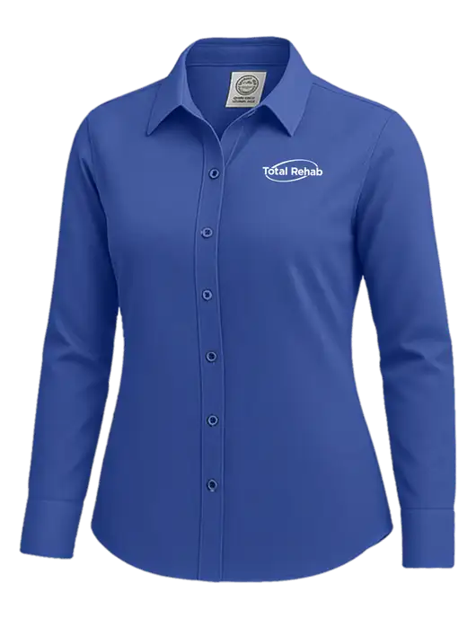 Brooks Brothers Womens Royal Blue Wrinkle-Free Stretch Nailhead Shirt w/Total Rehab Logo