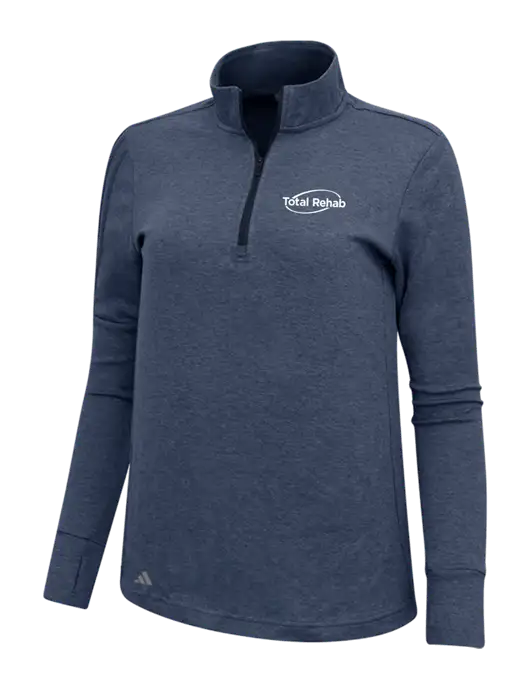 Adidas Navy Melange Womens 3 Stripes Quarter Zip Sweater w/Total Rehab Logo