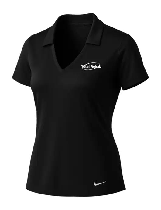 NIKE Black Womens Dri-Fit Vertical Mesh Polo w/Total Rehab Logo