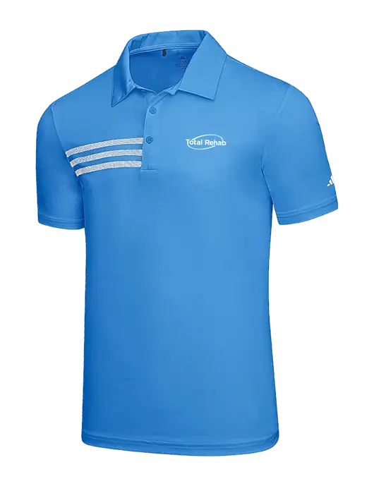 Adidas Carolina Blue 3 Stripes Chest Polo w/Total Rehab Logo