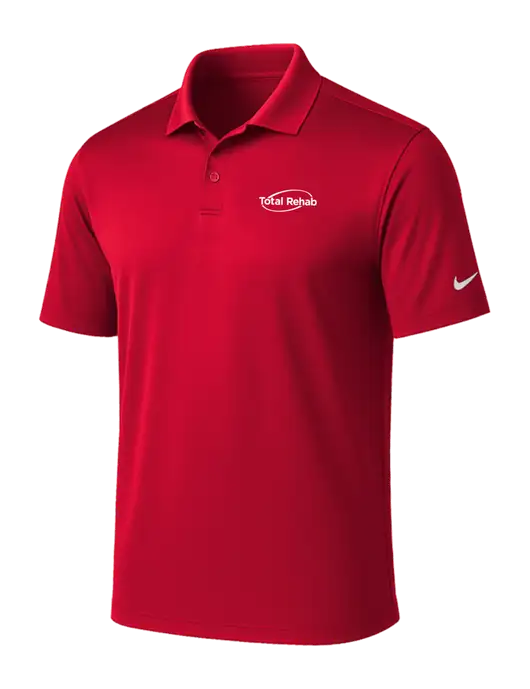NIKE Red Victory Solid Polo w/Total Rehab Logo