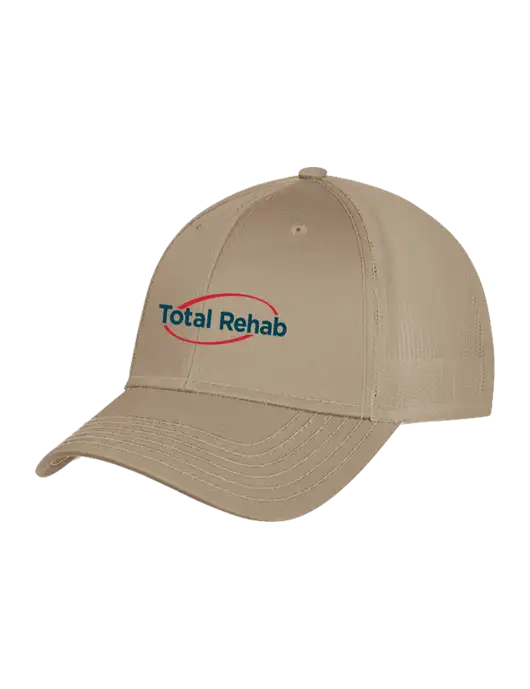 Khaki Mesh Trucker Cap Snap Back w/Total Rehab Logo