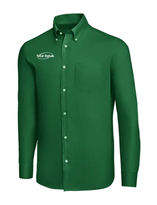 Brooks Brothers Medium Green Wrinkle-Free Stretch Nailhead Shirt w/Total Rehab Logo