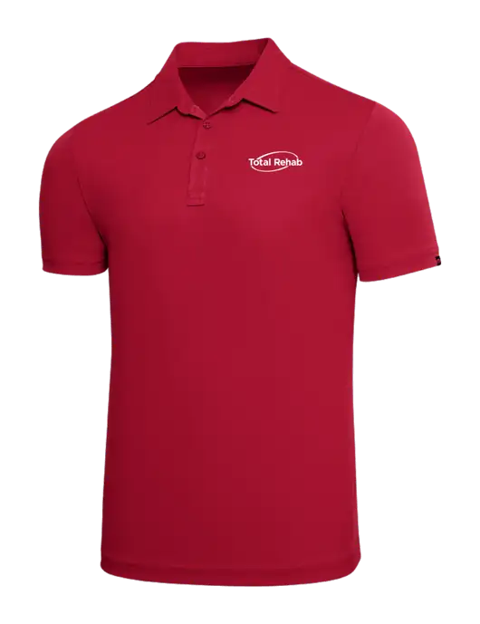 TravisMathew Red Solid Oceanside Polo w/Total Rehab Logo