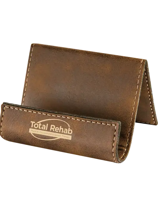 Rustic Leatherette Card & Phone Holder w/Total Rehab Logo